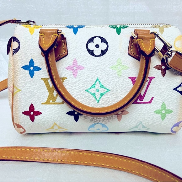 Louis Vuitton LV Handbag M92645 Mini Speedy White Monogram Multicolor -EXCELLENT - Picture 3 of 12